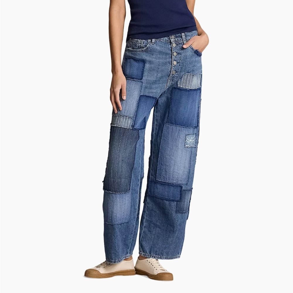 Polo Ralph Lauren high rise cropped patchwork jeans